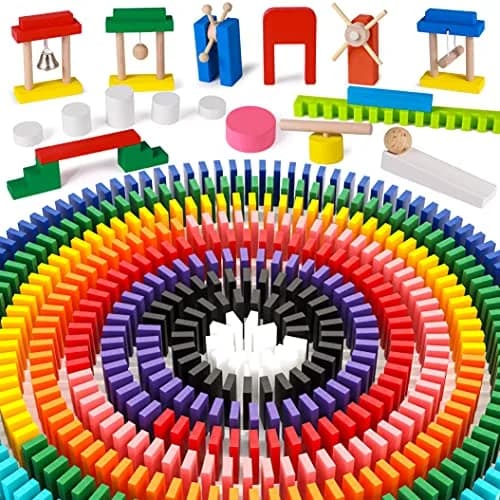 Lewo 1000 PCS Wooden Dominoes Set for Kids | 1000 Pieces (3600 Pieces Total) thumbnail 1