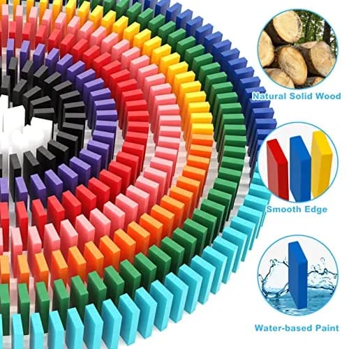 Lewo 1000 PCS Wooden Dominoes Set for Kids | 1000 Pieces (3600 Pieces Total) thumbnail 3