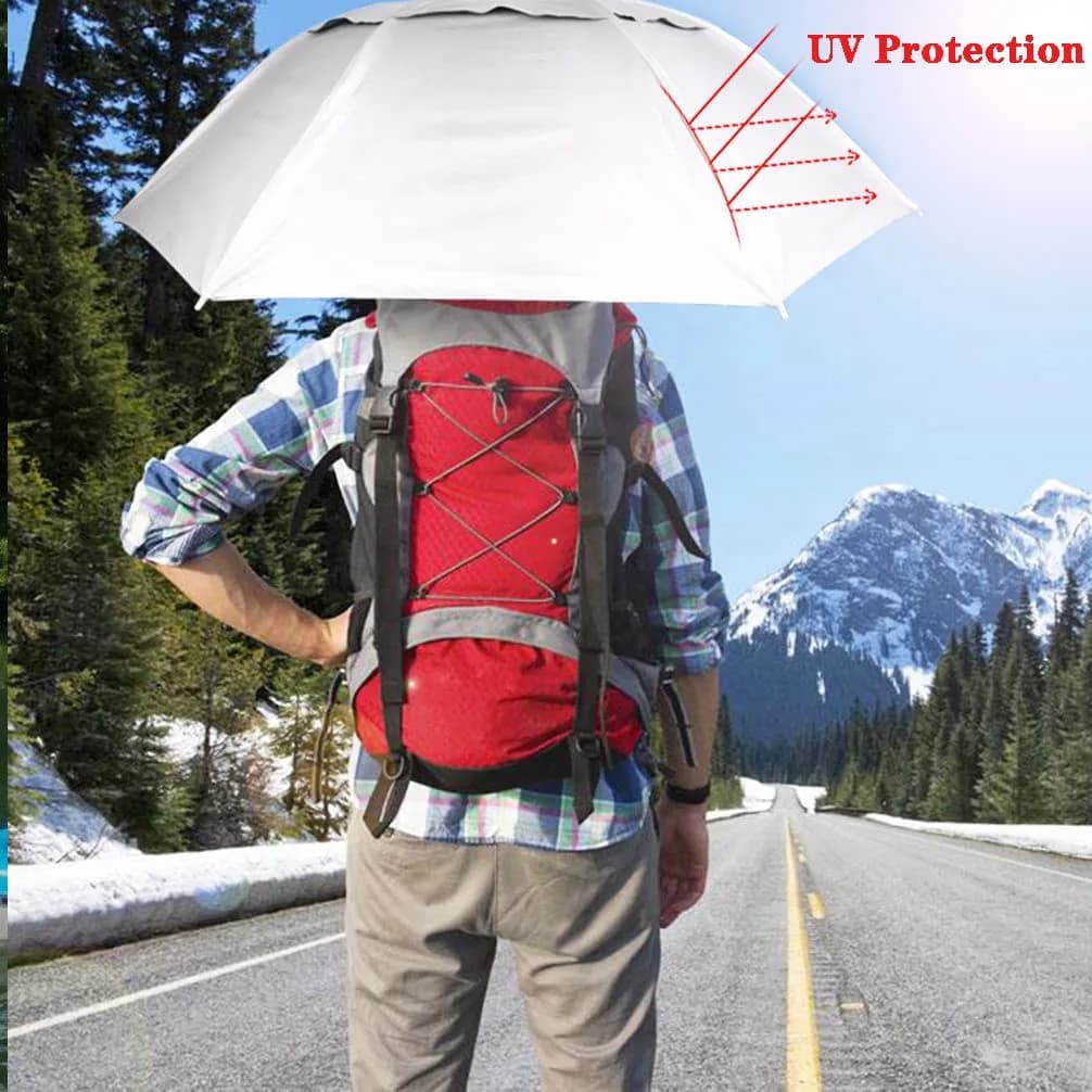 Luwint Umbrella Hat Hands Free, 91 cm (36'') Wide Brim Sun & Rain Hat with Adjustable Chin Strap | Ideal for Gardening, Fishing, Outdoor Activities - view 2
