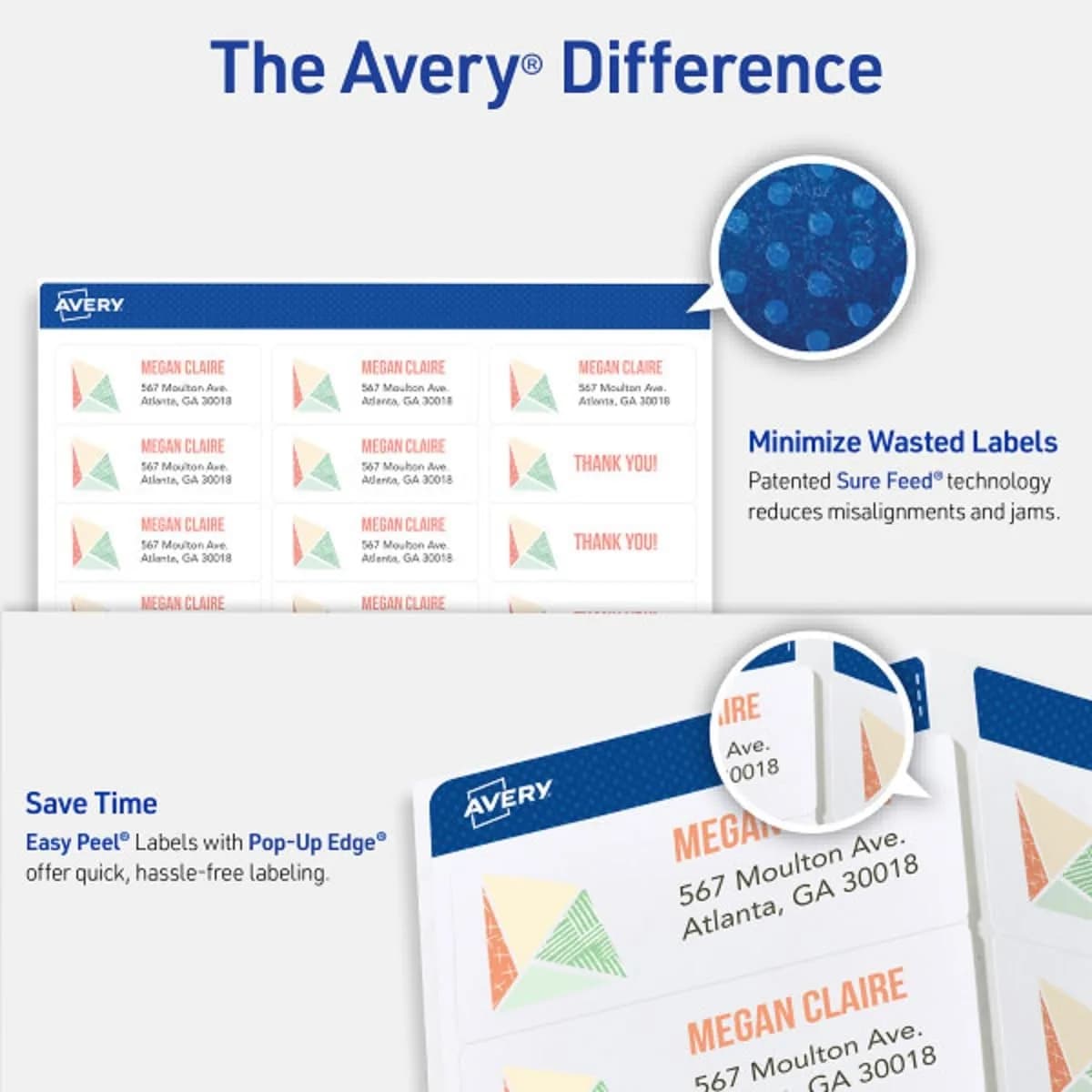 Avery Easy Peel Printable Address Labels 1" x 2-5/8" (750 Labels, White) | Sure Feed Technology for Jam-Free Printing - view 2
