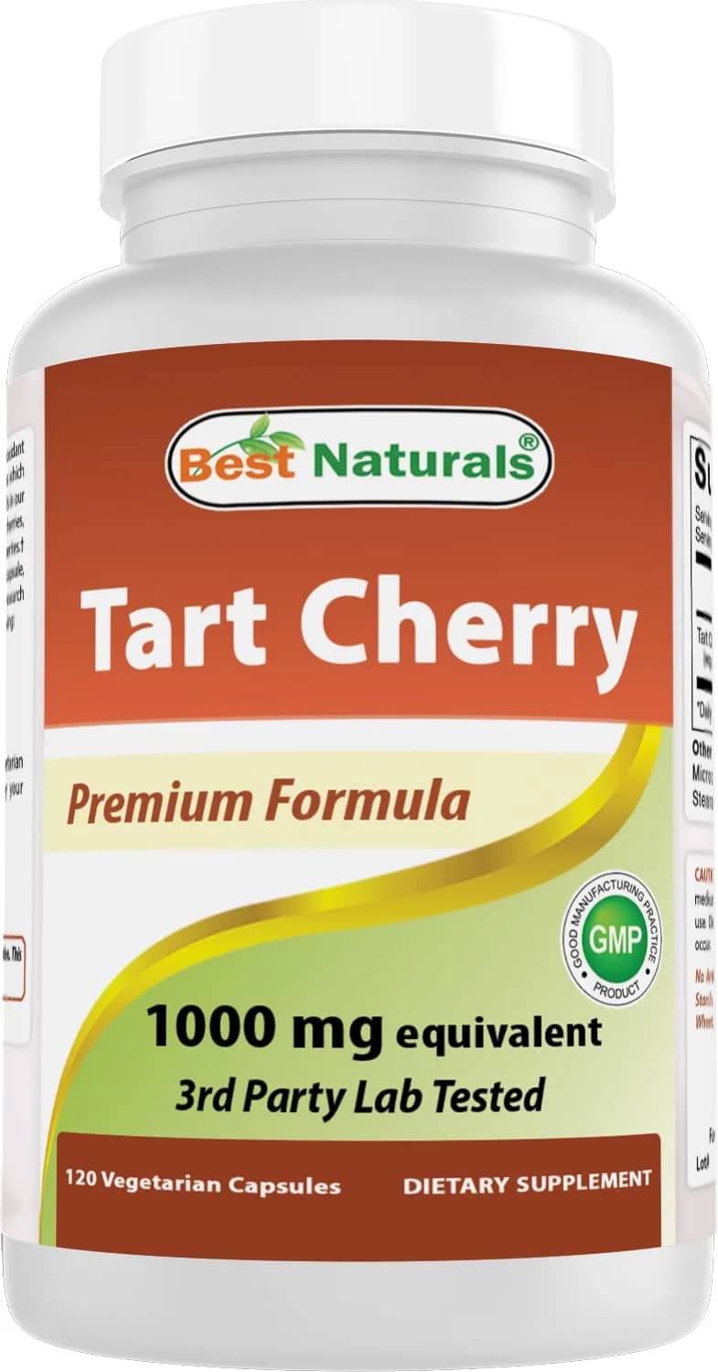 Best Naturals Tart Cherry Extract 1000 mg Non-GMO Veggie Capsules | Promotes Healthy Sleep Cycle & Joint Function