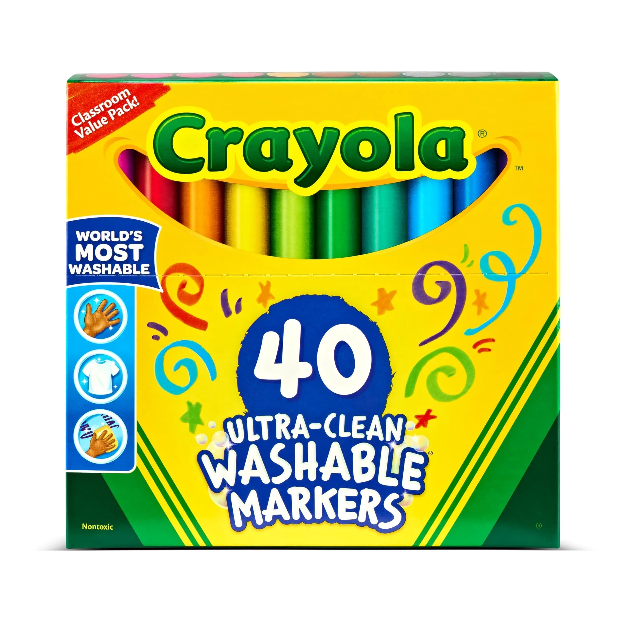 Crayola Ultra Clean Washable Markers (40ct) | Assorted Colors, Broad Line, Non-Toxic - main product image