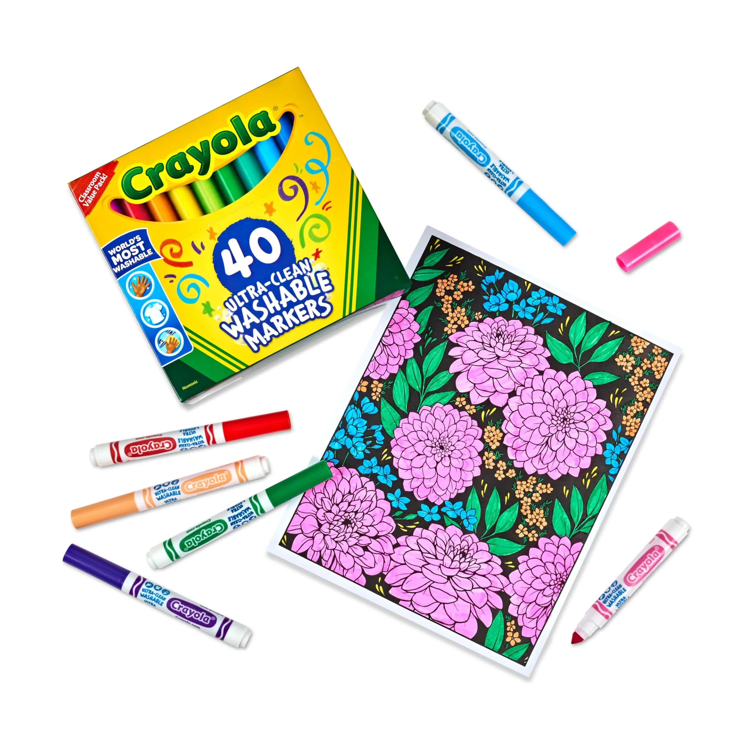 Crayola Ultra Clean Washable Markers (40ct) | Assorted Colors, Broad Line, Non-Toxic - view 2