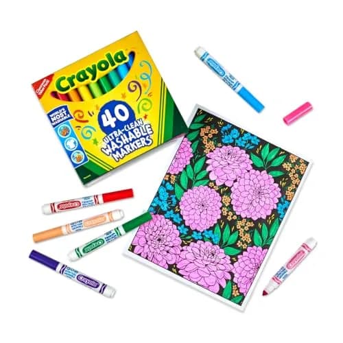 Crayola Ultra Clean Washable Markers (40ct) | Assorted Colors, Broad Line, Non-Toxic thumbnail 2