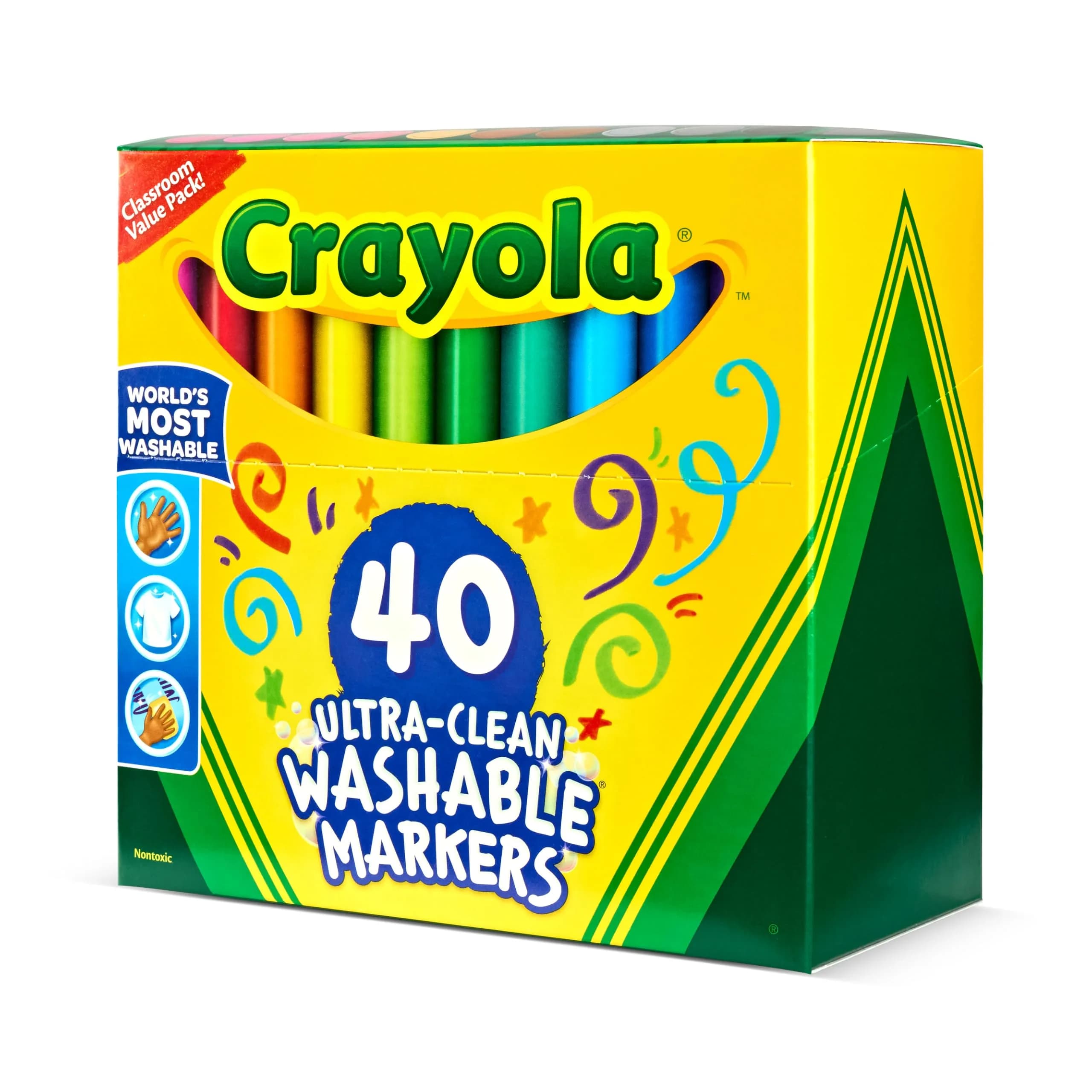 Crayola Ultra Clean Washable Markers (40ct) | Assorted Colors, Broad Line, Non-Toxic - view 3