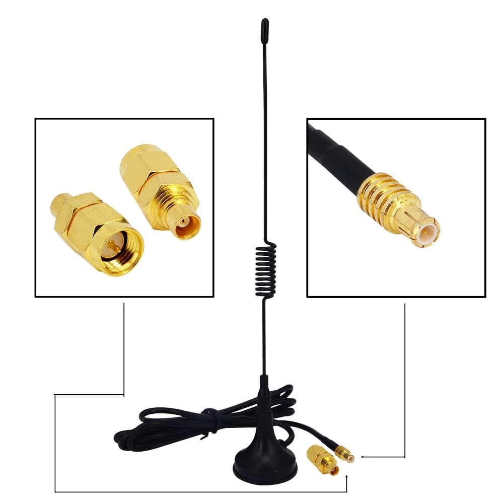 onelinkmore ADS-B Antenna 1090MHz 2.5dBi MCX + MCX-SMA Adapter, Magnetic Aerial | Omni-directional Reception — Black