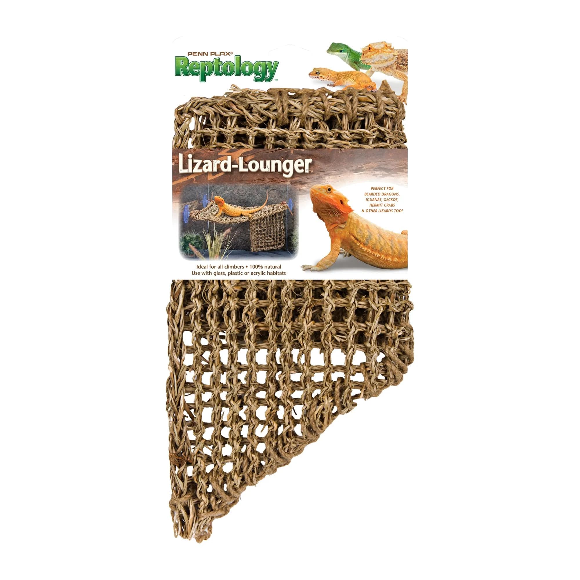 Penn-Plax Reptology Lizard Lounger Corner Triangle with Ladder, Large 45.7cm (18") x 27.9cm (11") | Natural Seagrass Fiber for Reptiles — Large Corner Triangle