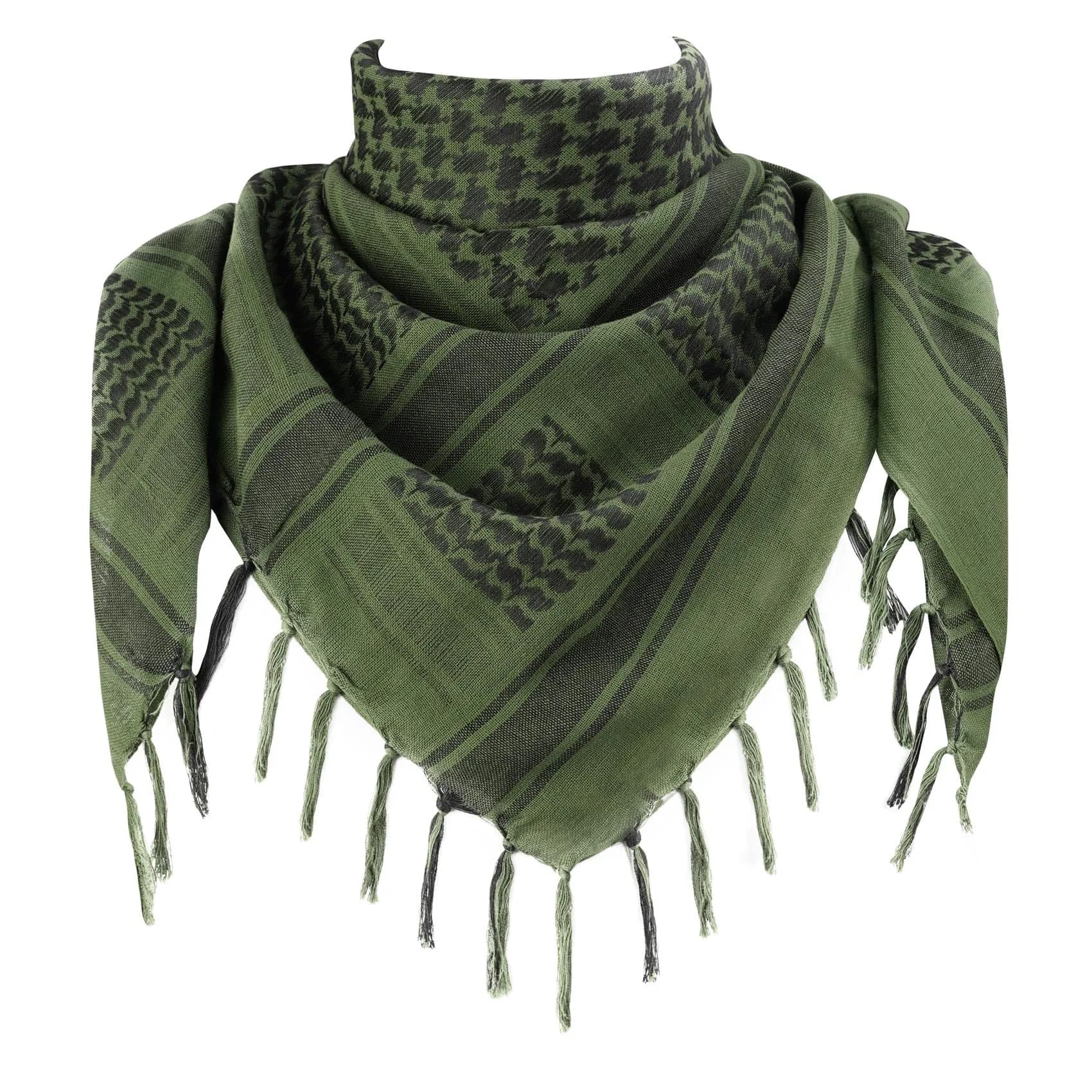 Explore Land Cotton Shemagh Keffiyeh Tactical Desert Scarf for Men Women | Breathable 100% Cotton, Sun & Dust Protection — Olive Drab / 41x43 Inches - main product image