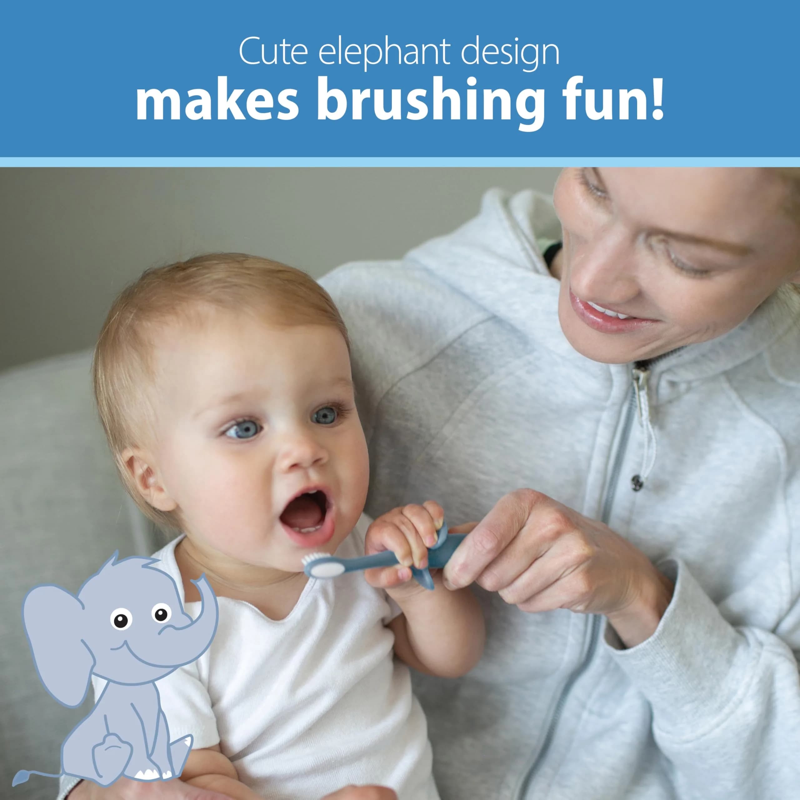 Dr. Brown's Infant Toothbrush - Blue Elephant Design | USA Imported Baby Oral Care - view 7
