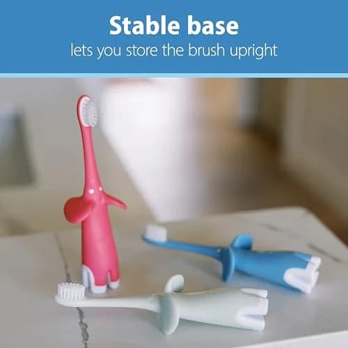 Dr. Brown's Infant-to-Toddler Toothbrush Elephant Pink 0-3 Years | BPA-Free Soft Bristle Training Brush thumbnail 5