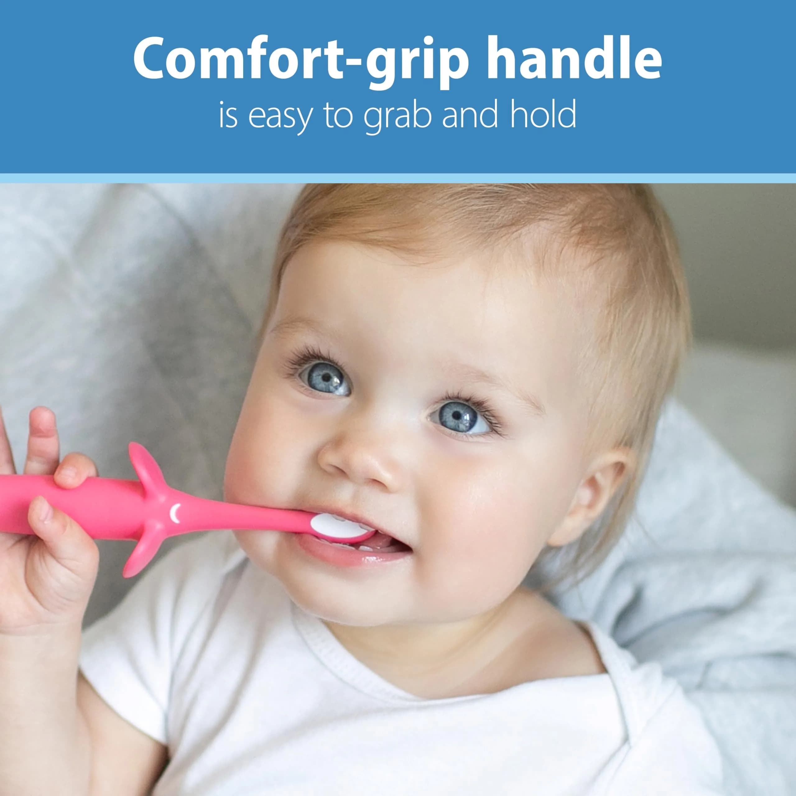 Dr. Brown's Infant-to-Toddler Toothbrush Elephant Pink 0-3 Years | BPA-Free Soft Bristle Training Brush - view 3