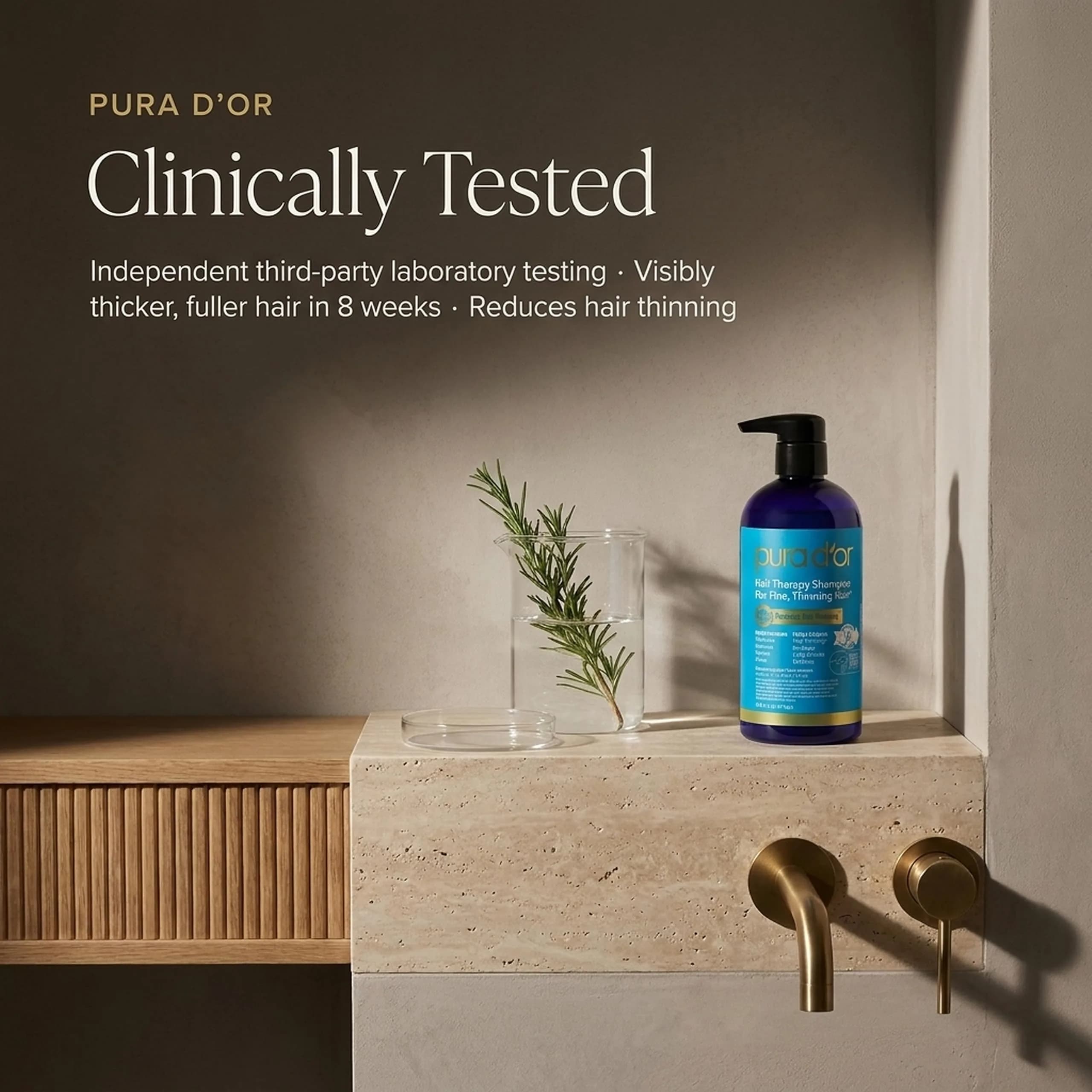 PURA D'OR Hair Thinning Therapy Biotin Shampoo Original Scent 473ml (16 Fl Oz) | Clinically Tested for Thicker Hair - view 5