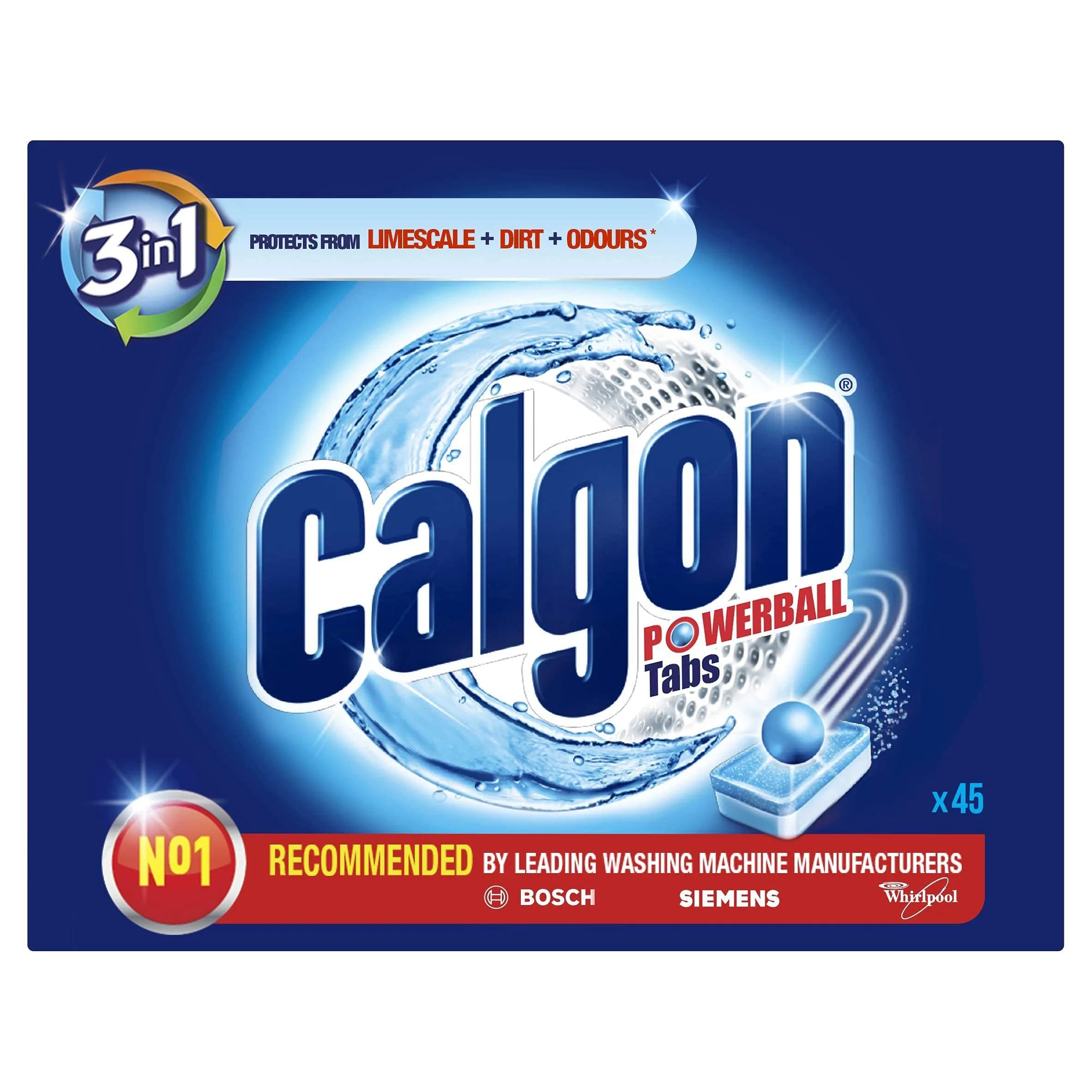Calgon Tablets 3-In-1 Water Softener, 45 Tablets | Protects Washing Machine & Clothes — Tablet