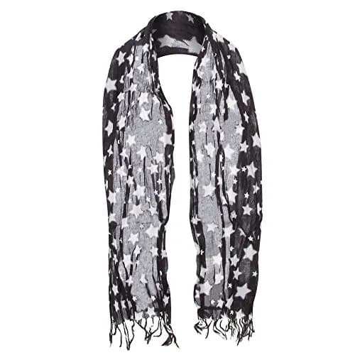 Hatiya Cotton Scarf with Stars - Black | Stylish, Soft, Summer Accessory thumbnail 3