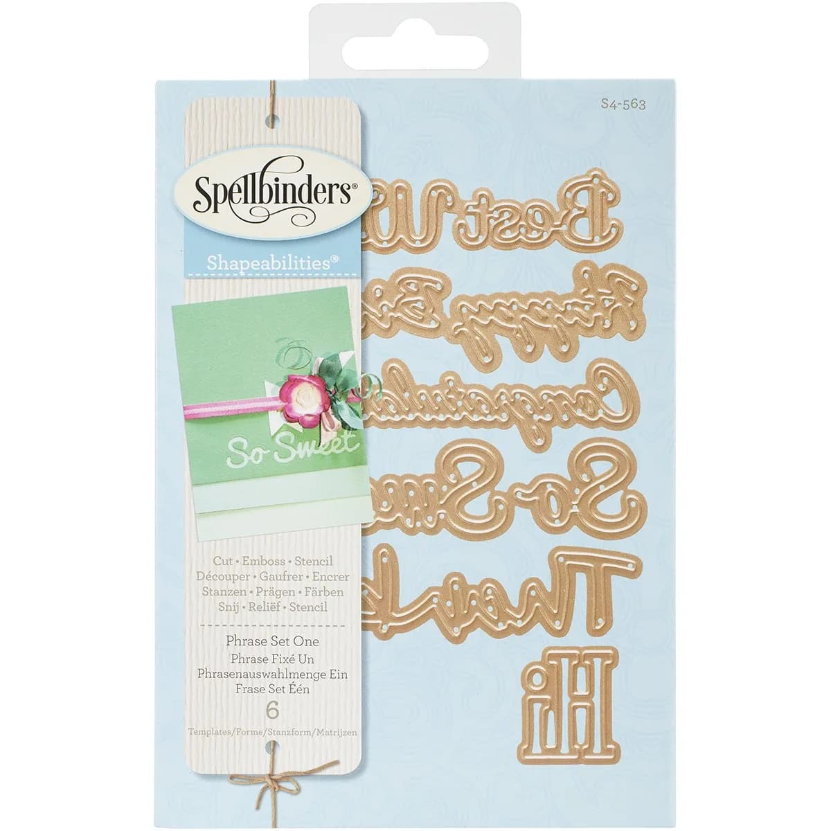 Spellbinders S4-563 Shapeabilities Phrase Set Large Etched Wafer Thin Dies | Cut, Emboss & Stencil 9-Piece Set - main product image