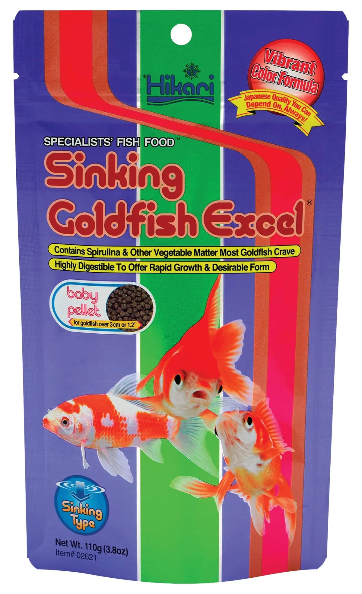 Hikari Sinking Goldfish Excel Fish Food 3.8 oz. (110g) | Supports Color & Growth - main product image