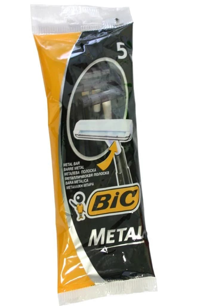 Bic Metal Disposable Razors for Men, 5 Count | Single Blade Precision Shave