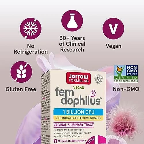 Jarrow Formulas Fem-Dophilus Probiotics Vaginal & Urinary Tract Support 30 Capsules | 1 Billion CFU Clinically Studied Strains thumbnail 5