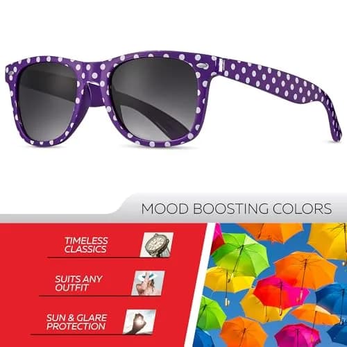 Retro Rewind Trendy Polka Dot Sunglasses for Women UV400 Protection | Vintage Style, Gradient Smoke Lenses thumbnail 2