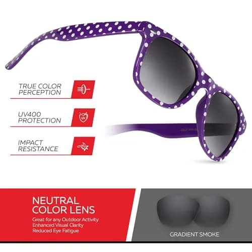 Retro Rewind Trendy Polka Dot Sunglasses for Women UV400 Protection | Vintage Style, Gradient Smoke Lenses thumbnail 3