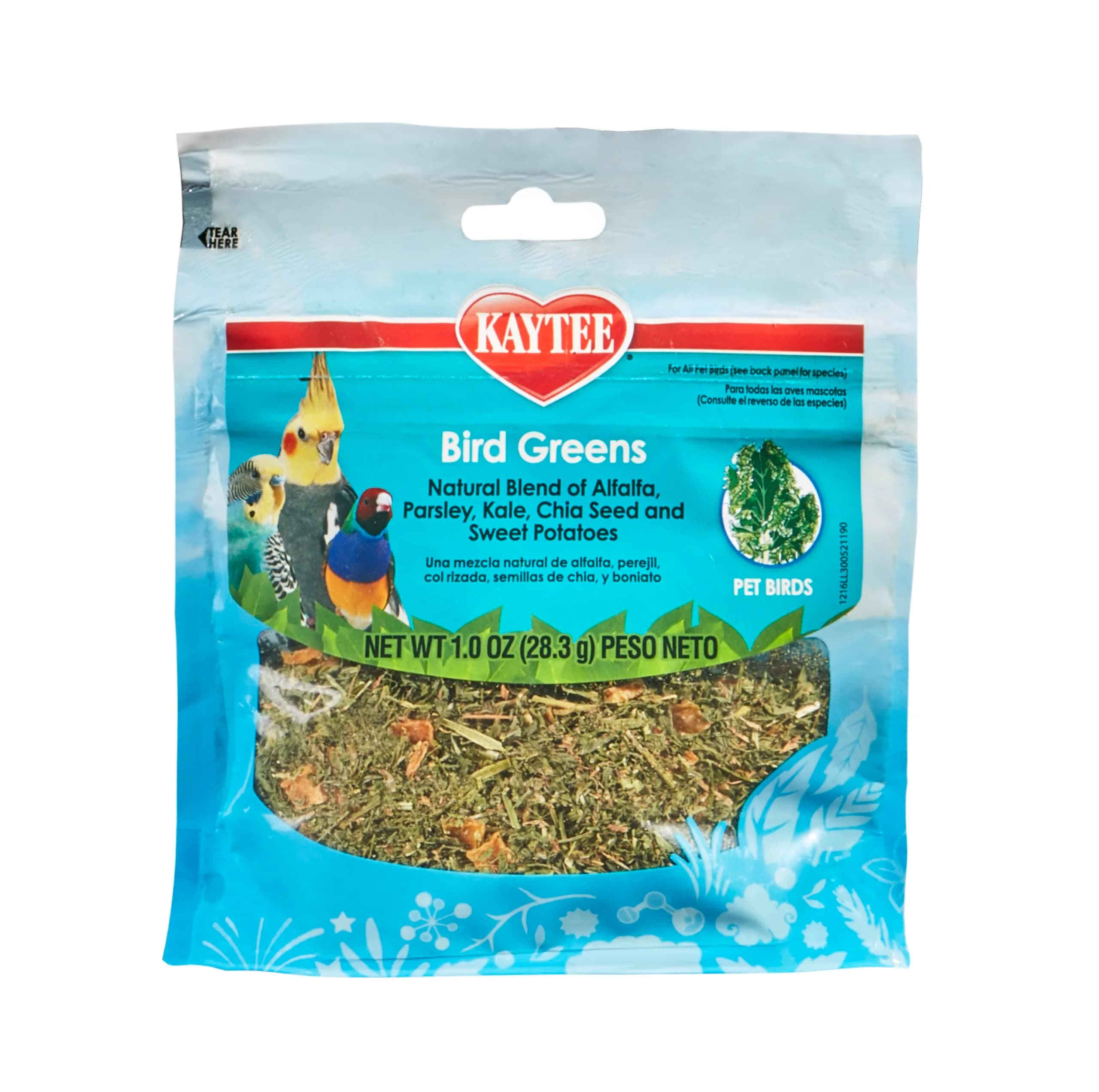 Kaytee Bird Greens Treat 1 oz (28.35 g) | Natural Foraging Blend for All Pet Birds — 1 Ounce