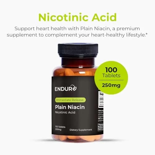 Endurance Products Plain Niacin 250mg | Immediate Release, Heart & Cholesterol Support (115c) thumbnail 2
