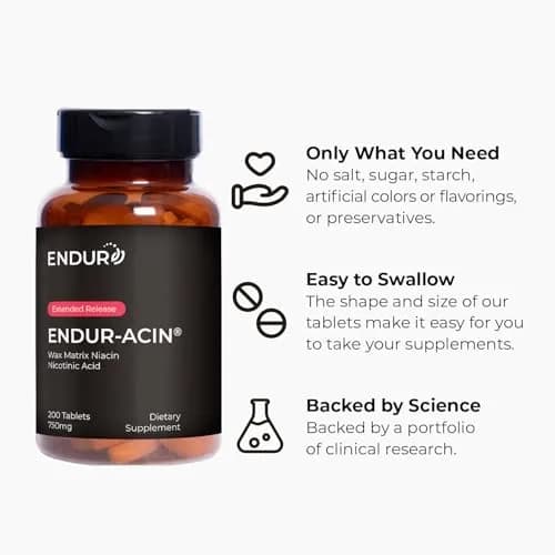 Endurance Products ENDUR-ACIN® Extended Release Niacin 750mg | Heart & Cholesterol Support (112-120 chars) thumbnail 5