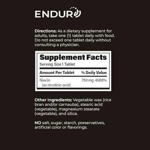 Endurance Products ENDUR-ACIN® Extended Release Niacin 750mg | Heart & Cholesterol Support (112-120 chars) thumbnail 6
