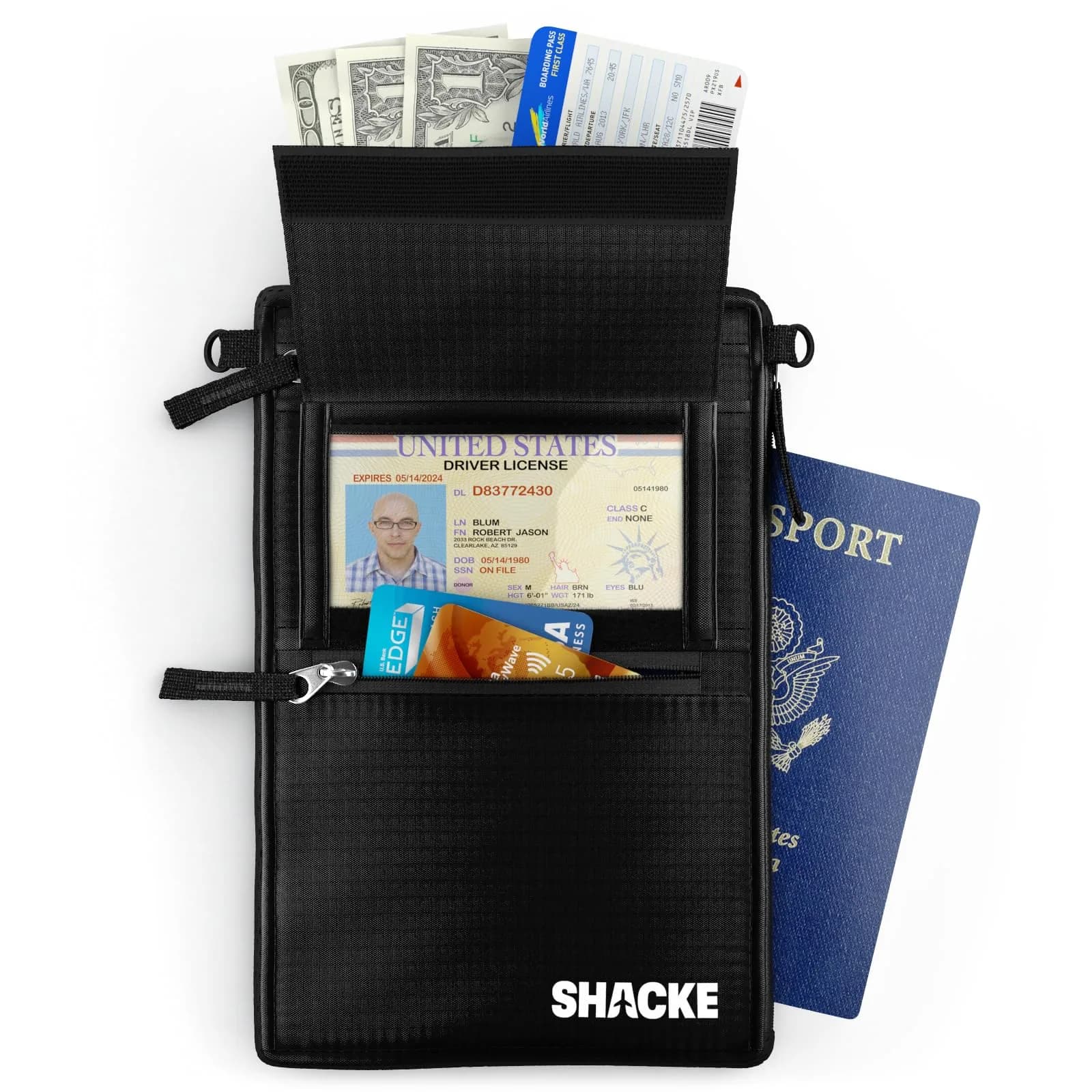 Shacke Neck Pouch & 2-in-1 Belt Wallet – RFID Passport Holder, 12.8cm x 19.1cm (5" x 7.4") - view 4