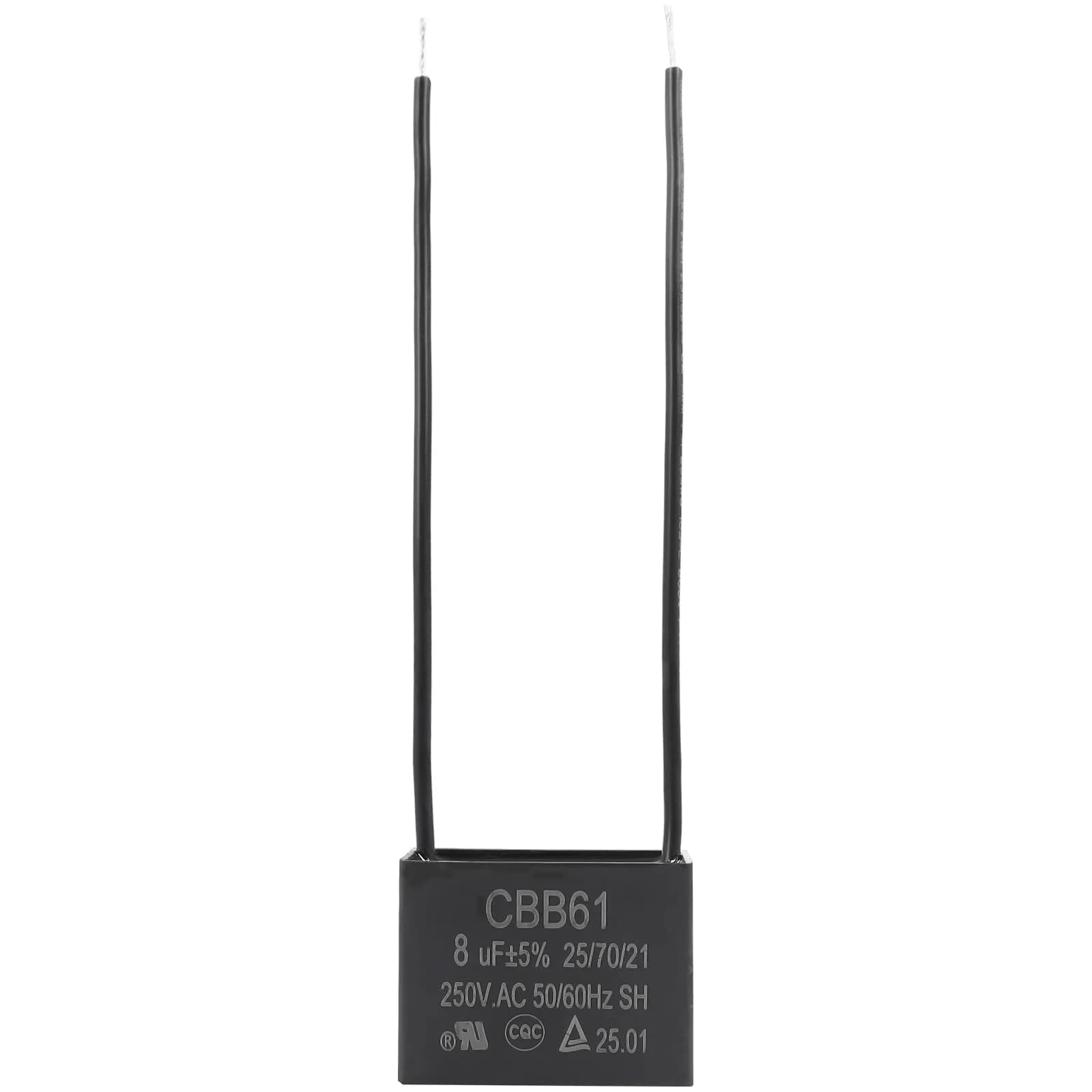 Podoy CBB61 Ceiling Fan Capacitor 8uf Dual Wire | 250VAC for Smooth Fan Operation - main product image
