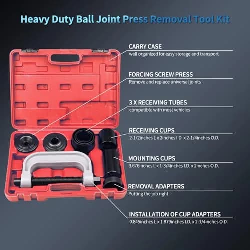 8MILELAKE 10pcs Ball Joint Press Removal/Installation Tool with 4 Wheel Drive Adapters | Heavy-Duty Forged Steel, Portable Case thumbnail 5