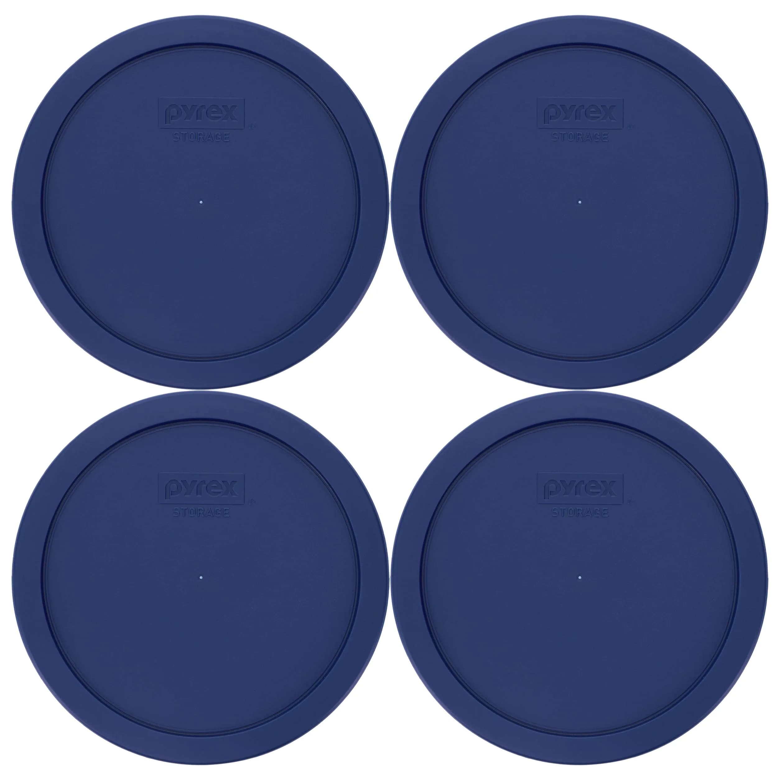 Pyrex 7402-PC Blue Food Storage Lid 7.5 inch (19 cm) Round | BPA-Free Plastic for Pyrex Bowls | 4-Pack — Blue