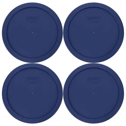 Pyrex 7402-PC Blue Food Storage Lid 7.5 inch (19 cm) Round | BPA-Free Plastic for Pyrex Bowls | 4-Pack thumbnail 1