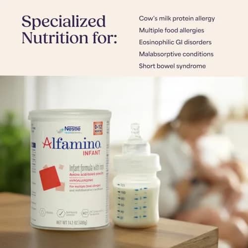 Alfamino Infant Formula, Amino Acid Based, with Iron, 14.1 oz | Hypoallergenic for 0-12 Months, Lactose & Gluten-Free thumbnail 2