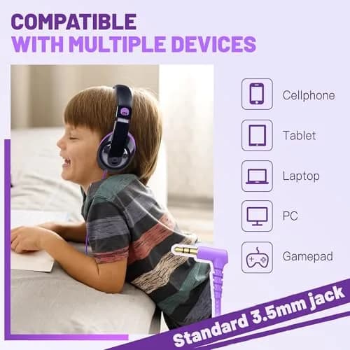 rockpapa Comfort Foldable Kids Headphones Wired for School with 3.5mm Cord | Rich Sound, Lightweight & Tangle-Free thumbnail 3