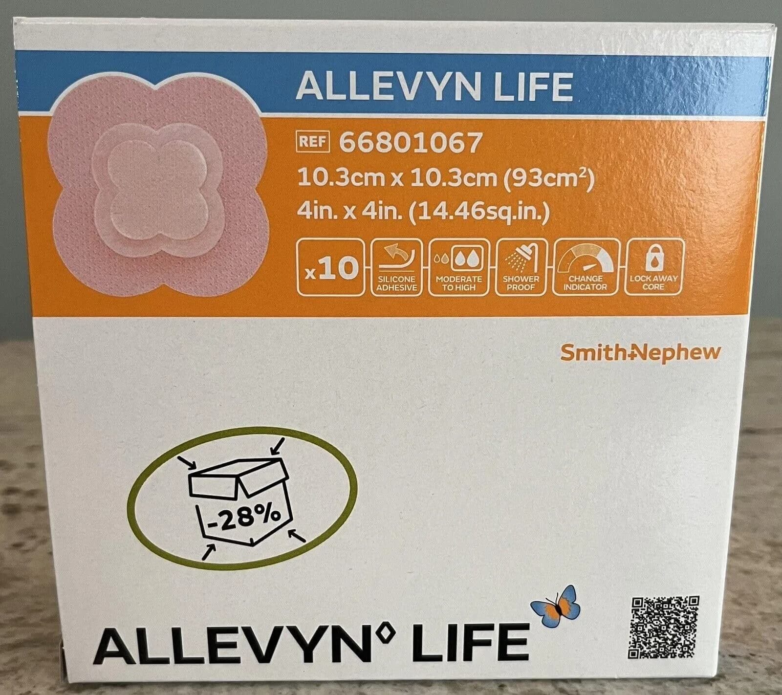 Smith & Nephew ALLEVYN Life Wound Dressing 4" x 4" | Pressure Distribution & Minimal Pain (110 characters)