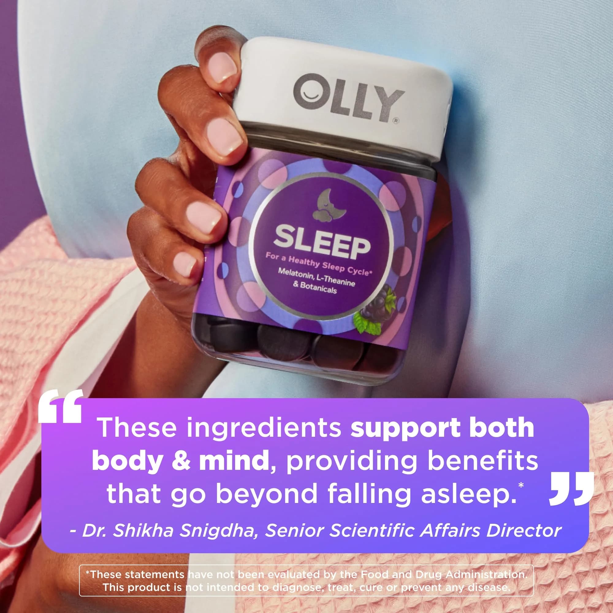 OLLY Restful Sleep Gummy Supplement Blackberry Zen Flavor with Melatonin & L-Theanine, 50 Count | Supports Healthy Sleep Cycle - view 3