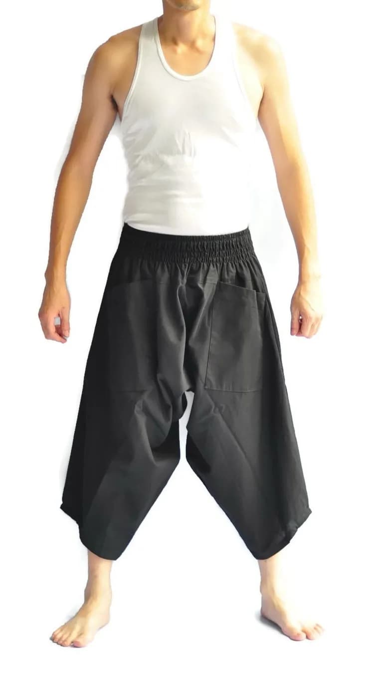 Siam Trendy Men's Japanese Style Pants One Size All Black | Unisex Cotton Casual Trousers