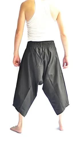 Siam Trendy Men's Japanese Style Pants One Size All Black | Unisex Cotton Casual Trousers thumbnail 4
