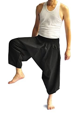 Siam Trendy Men's Japanese Style Pants One Size All Black | Unisex Cotton Casual Trousers thumbnail 3
