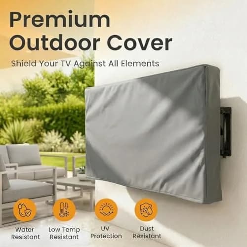 KHOMO GEAR Outdoor TV Cover 30-32 Inch | Weatherproof Waterproof Cover with Remote Pocket for Wall Mounts & Stands - Grey thumbnail 8