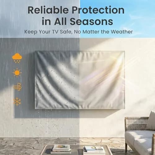 KHOMO GEAR Outdoor TV Cover 30-32 Inch | Weatherproof Waterproof Cover with Remote Pocket for Wall Mounts & Stands - Grey thumbnail 9
