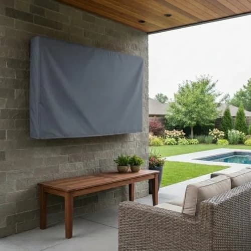KHOMO GEAR Outdoor TV Cover 30-32 Inch | Weatherproof Waterproof Cover with Remote Pocket for Wall Mounts & Stands - Grey thumbnail 2