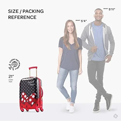 American Tourister Disney Hardside Luggage 21-Inch | Minnie Mouse Red Bow, Lightweight ABS thumbnail 2