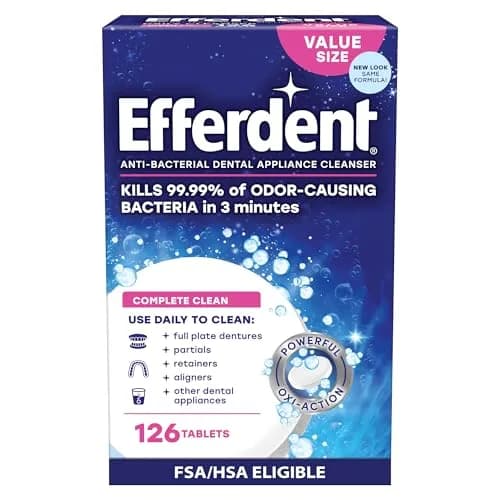 Efferdent Complete Clean Denture Cleaner Tablets 126 Count | Kills 99.99% Bacteria thumbnail 1