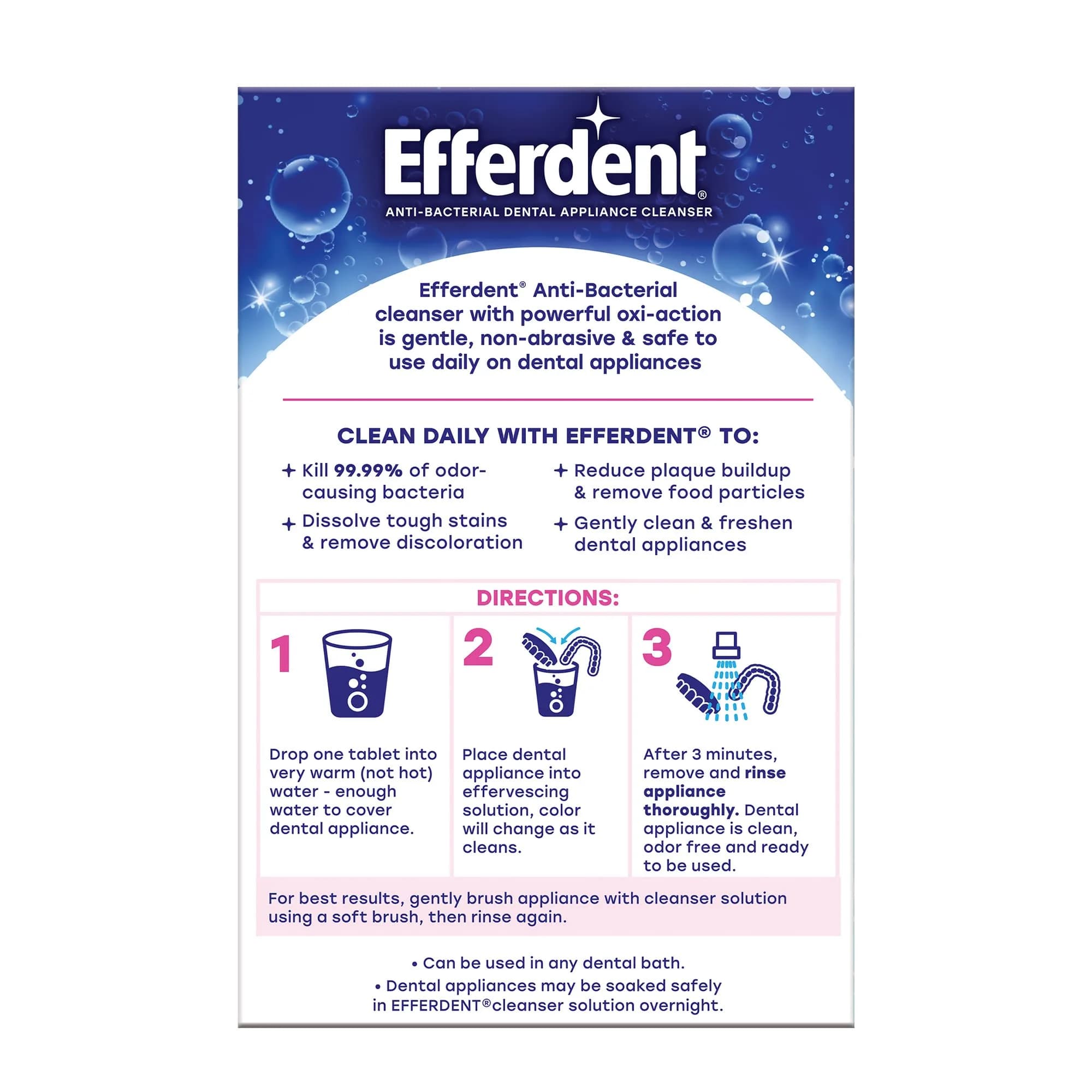 Efferdent Complete Clean Denture Cleaner Tablets 126 Count | Kills 99.99% Bacteria - view 7