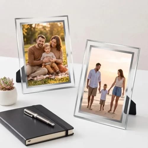 Giftgarden 5x7 Picture Frames Modern Glass 5 by 7 Inch Pack of 2 | Elegant Wall & Tabletop Display thumbnail 5