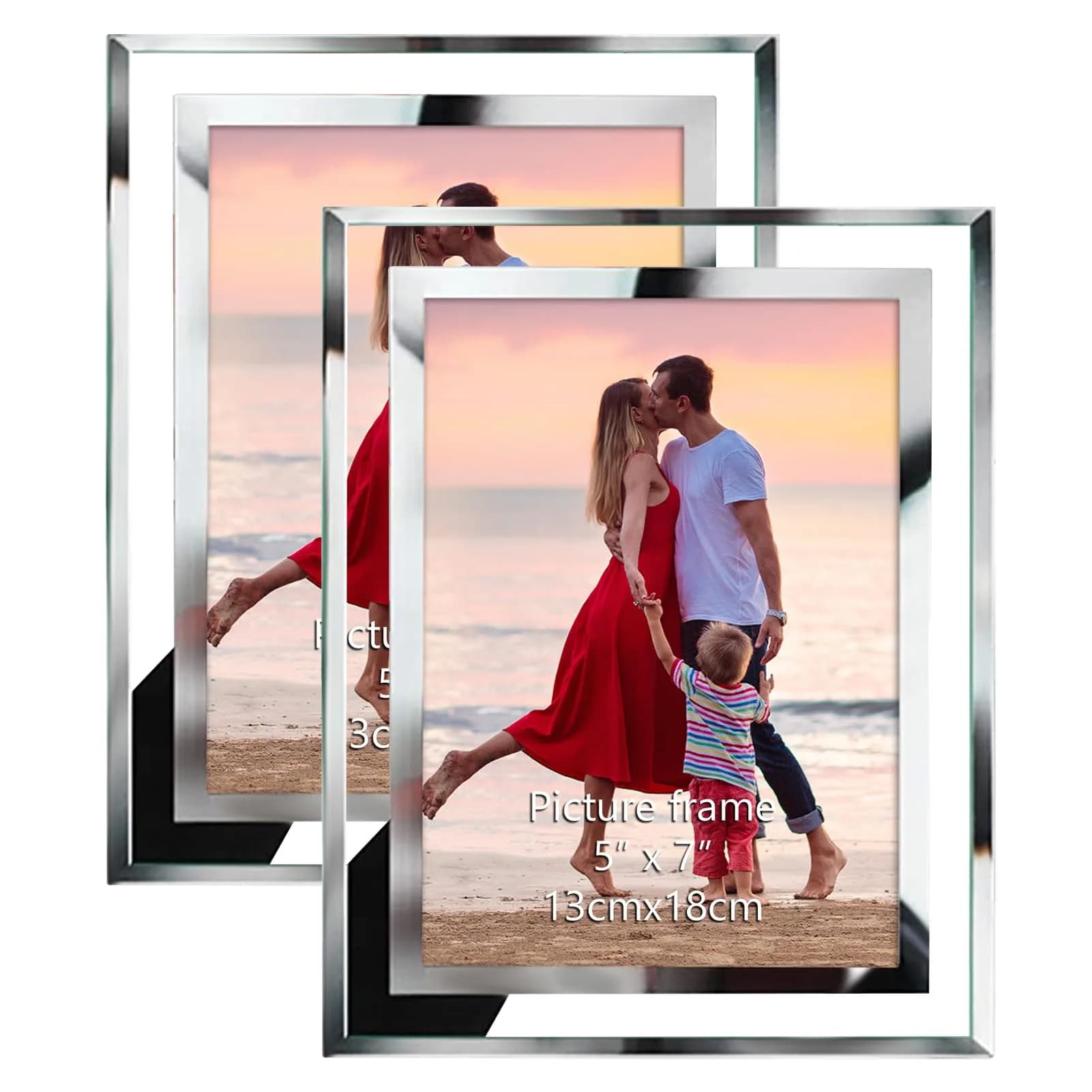Giftgarden 5x7 Picture Frames Modern Glass 5 by 7 Inch Pack of 2 | Elegant Wall & Tabletop Display