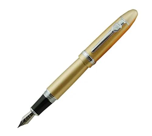 Lanxivi Jinhao 159 Fountain Pen Champagne Color Silver Trim with Pen Pouch, 14.8cm (5.8in) | Smooth Ink Flow thumbnail 1