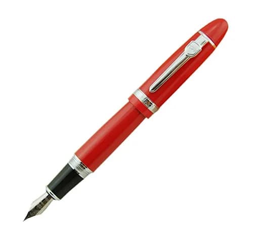 Lanxivi Jinhao 159 Red Fountain Pen Silver Trim with Ink Converter, 13mm Diameter (0.5in) thumbnail 1